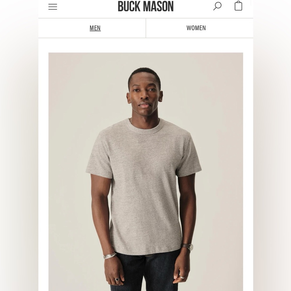 Buck Mason Heather Gray Heavy Tee - Picture 6 of 6